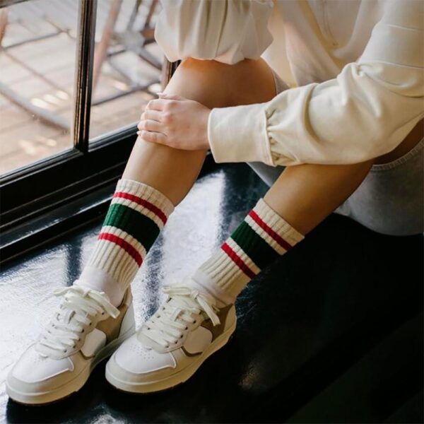 Funny Novelty Socks For Women Striped Retro Crew Socks Sporty Mid Calf Socks Casual Cotton Socks Women - Image 4