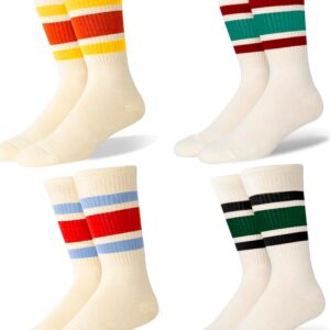 Funny Novelty Socks For Women Striped Retro Crew Socks Sporty Mid Calf Socks Casual Cotton Socks Women