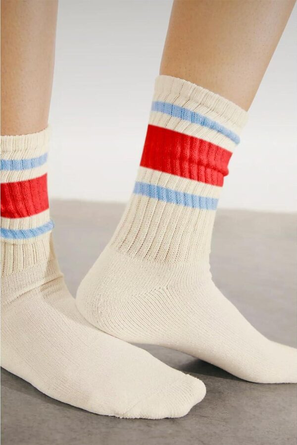 Funny Novelty Socks For Women Striped Retro Crew Socks Sporty Mid Calf Socks Casual Cotton Socks Women - Image 2
