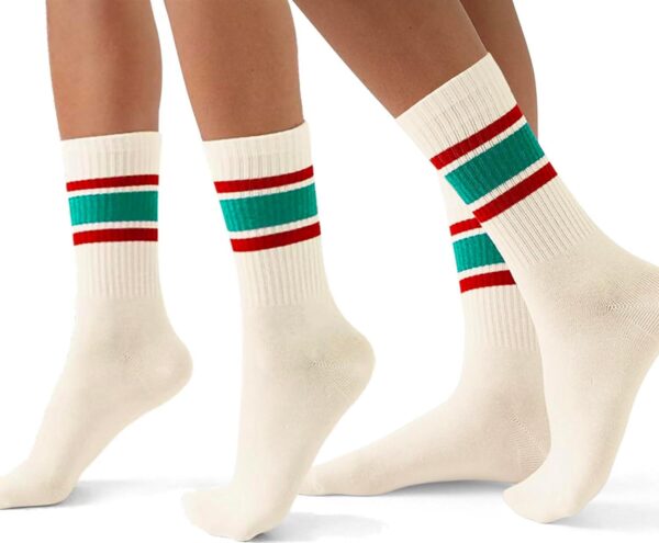 Funny Novelty Socks For Women Striped Retro Crew Socks Sporty Mid Calf Socks Casual Cotton Socks Women - Image 3