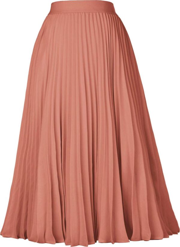 GRACE KARIN Women High Elastic Waist Pleated Chiffon Skirt Midi Swing A-line Skirts - Image 2