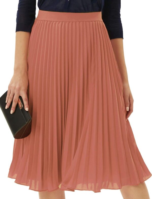 GRACE KARIN Women High Elastic Waist Pleated Chiffon Skirt Midi Swing A-line Skirts