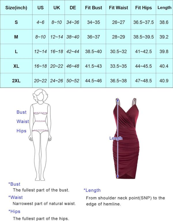 GRACE KARIN Women's Sexy Spaghetti Straps Cocktail Dresses for Wedding Guest Ruched V-neck Bodycon Dress - Image 3