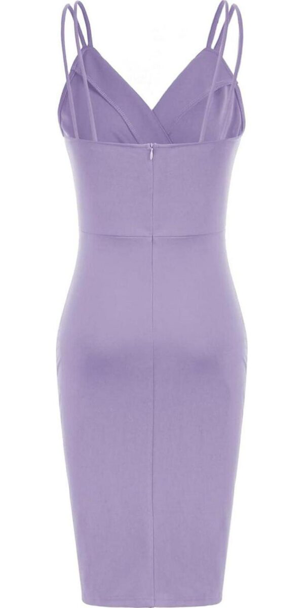 GRACE KARIN Women's Sexy Spaghetti Straps Cocktail Dresses for Wedding Guest Ruched V-neck Bodycon Dress - Image 2