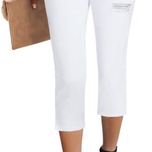 GRAPENT Capris Jeans for Women High Waisted Stretchy Ripped Skinny Denim Capri Pants Distressed Cropped Jeggings Casual