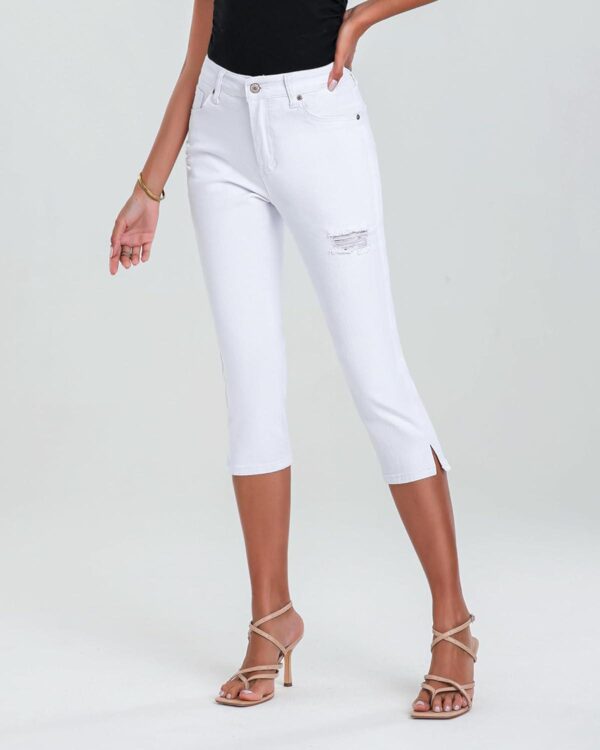 GRAPENT Capris Jeans for Women High Waisted Stretchy Ripped Skinny Denim Capri Pants Distressed Cropped Jeggings Casual - Image 3