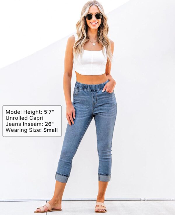 GRAPENT Pull On Jeans for Women High Waisted Skinny Capri Pants Trendy Stretch Denim Cropped Jeans Crop Jeggings Capris - Image 3