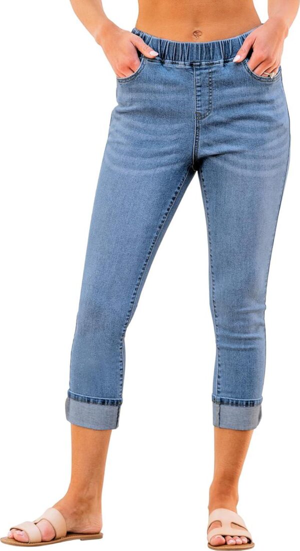 GRAPENT Pull On Jeans for Women High Waisted Skinny Capri Pants Trendy Stretch Denim Cropped Jeans Crop Jeggings Capris