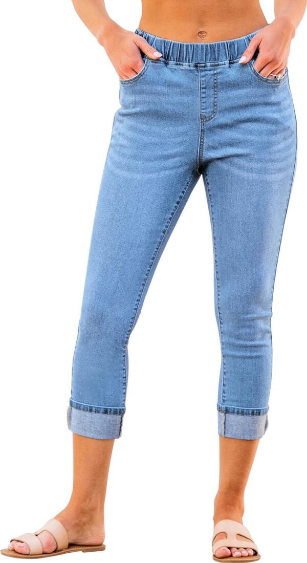 GRAPENT Pull On Jeans for Women High Waisted Skinny Capri Pants Trendy Stretch Denim Cropped Jeans Crop Jeggings Capris