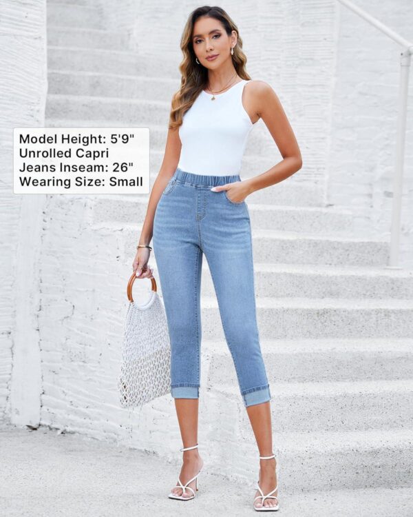 GRAPENT Pull On Jeans for Women High Waisted Skinny Capri Pants Trendy Stretch Denim Cropped Jeans Crop Jeggings Capris - Image 3