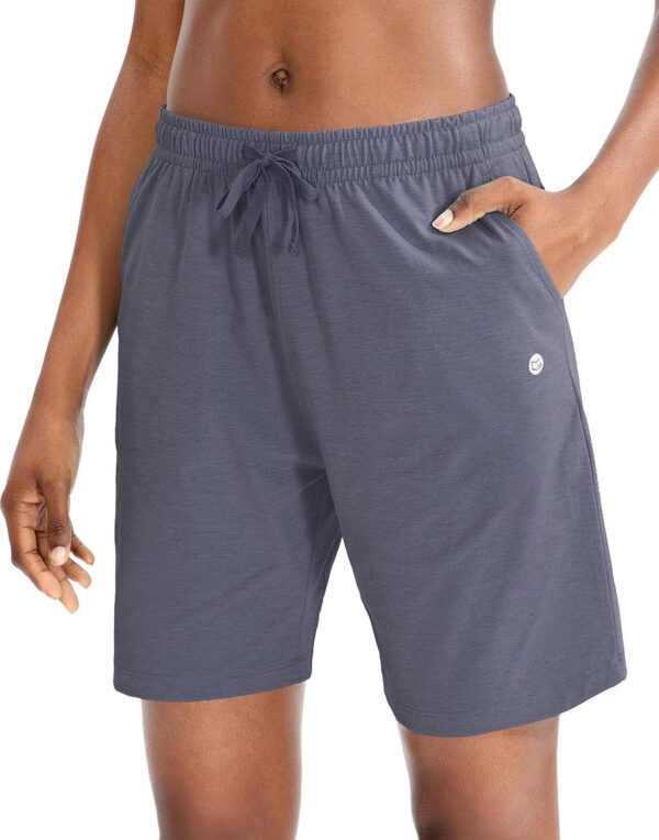 G Gradual Women's Bermuda Shorts Jersey Shorts with Deep Pockets 7  Long Shorts for Women Lounge Walking Athletic