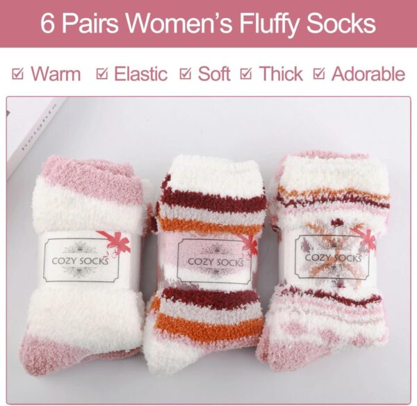 HIALTODAY Fuzzy Socks Womens Cozy Fluffy Socks for Women Soft Winter Warm Socks for Home Christmas Gifts - Image 3