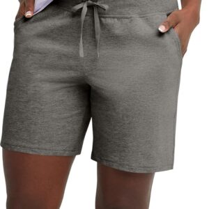 Hanes Women's Jersey Pocket Shorts, Drawstring Cotton Jersey Shorts, 7  Inseam