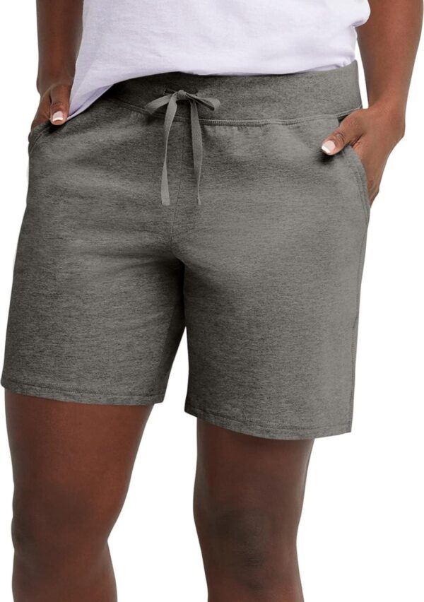 Hanes Women's Jersey Pocket Shorts, Drawstring Cotton Jersey Shorts, 7  Inseam