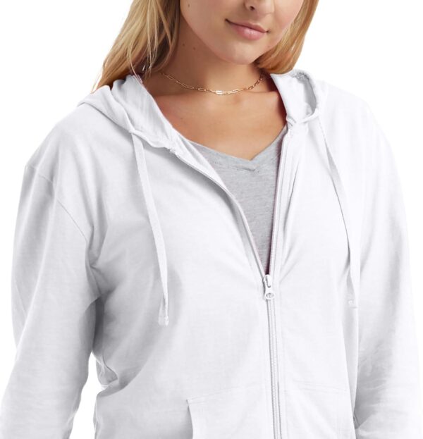 Hanes Women s Slub Knit Full-Zip Hoodie, Textured Cotton Zip-Up T-Shirt Hoodie for Women - Image 4