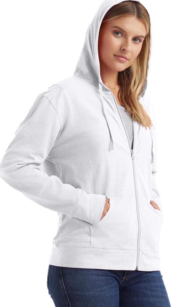 Hanes Women s Slub Knit Full-Zip Hoodie, Textured Cotton Zip-Up T-Shirt Hoodie for Women - Image 3