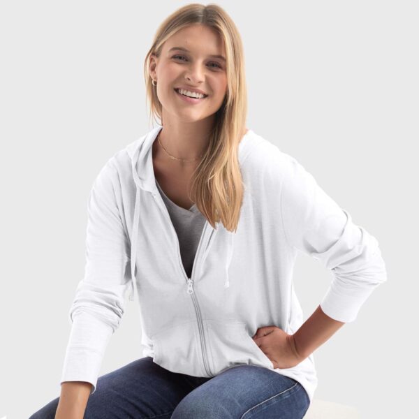 Hanes Women s Slub Knit Full-Zip Hoodie, Textured Cotton Zip-Up T-Shirt Hoodie for Women - Image 5