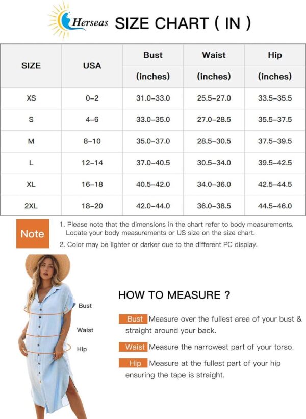 Herseas Womens Casual Short Sleeve Button Down Dress Side Split Long Kimonos Cardigans Swimsuit Cover Ups Beach Dress - Image 6