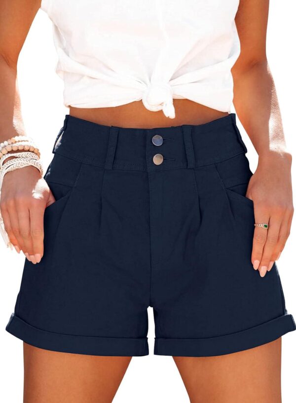 Hilltichu Womens Relaxed Fit Casual High Waist Pocketed Denim Shorts