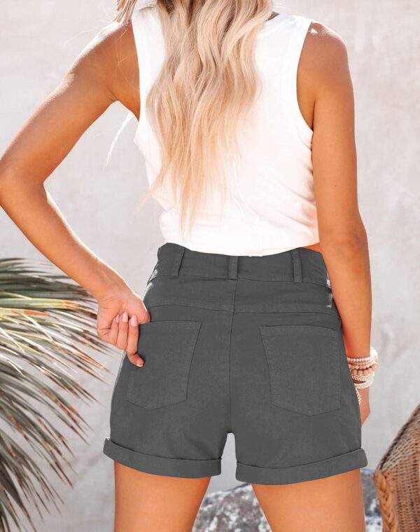 Hilltichu Womens Relaxed Fit Casual High Waist Pocketed Denim Shorts - Image 2