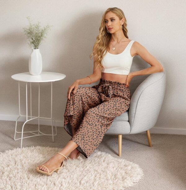 IWOLLENCE Women flowy loose Wide Leg Pant summer beach casual trousers high waist Adjustable Knot Business Work Casual Pants - Image 6
