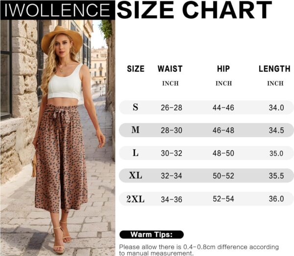 IWOLLENCE Women flowy loose Wide Leg Pant summer beach casual trousers high waist Adjustable Knot Business Work Casual Pants - Image 5