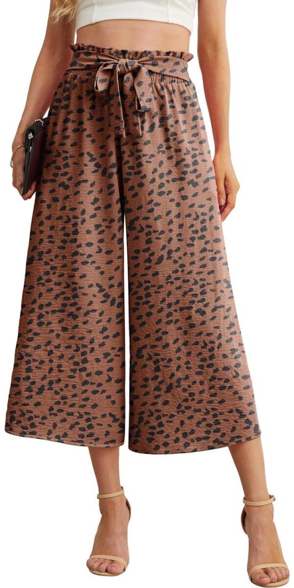 IWOLLENCE Women flowy loose Wide Leg Pant summer beach casual trousers high waist Adjustable Knot Business Work Casual Pants