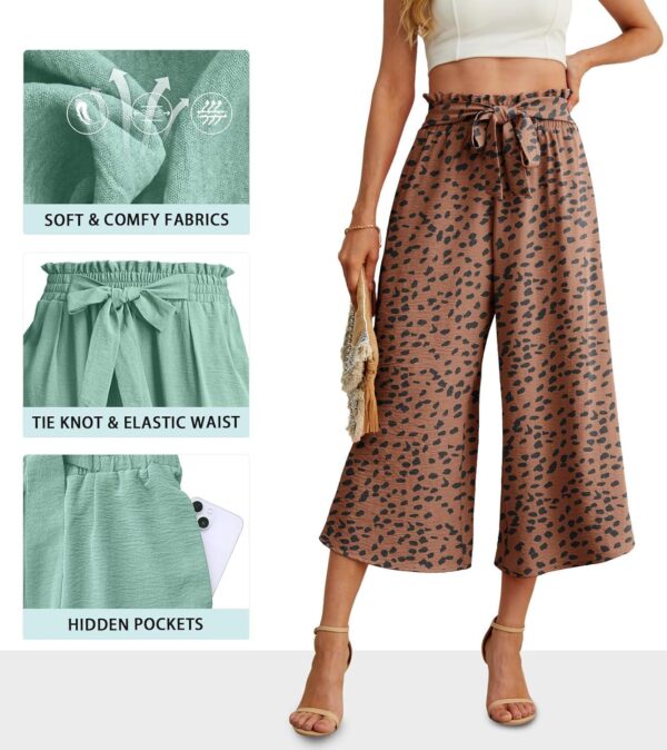 IWOLLENCE Women flowy loose Wide Leg Pant summer beach casual trousers high waist Adjustable Knot Business Work Casual Pants - Image 2
