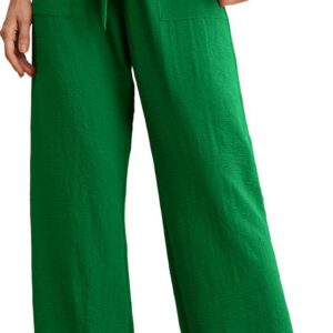 IWOLLENCE Women's Wide Leg Pants with Pockets High Waist Adjustable Knot Loose Casual Trousers Business Work Casual Pants