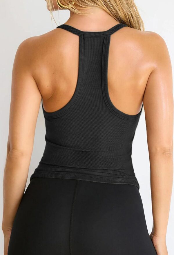 Jar of Love Workout Tank Tops V Neck Racerback Tank Top for Women with Built in Bra Ribbed Tank Fitted Basic Cami Tops - Image 6