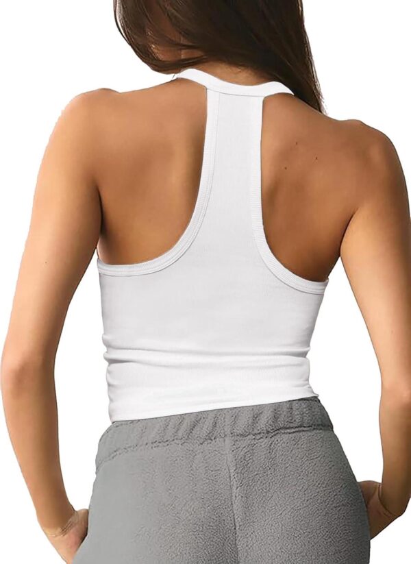 Jar of Love Workout Tank Tops V Neck Racerback Tank Top for Women with Built in Bra Ribbed Tank Fitted Basic Cami Tops - Image 2