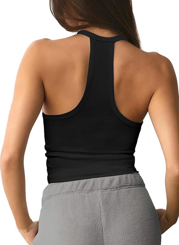 Jar of Love Workout Tank Tops V Neck Racerback Tank Top for Women with Built in Bra Ribbed Tank Fitted Basic Cami Tops - Image 4