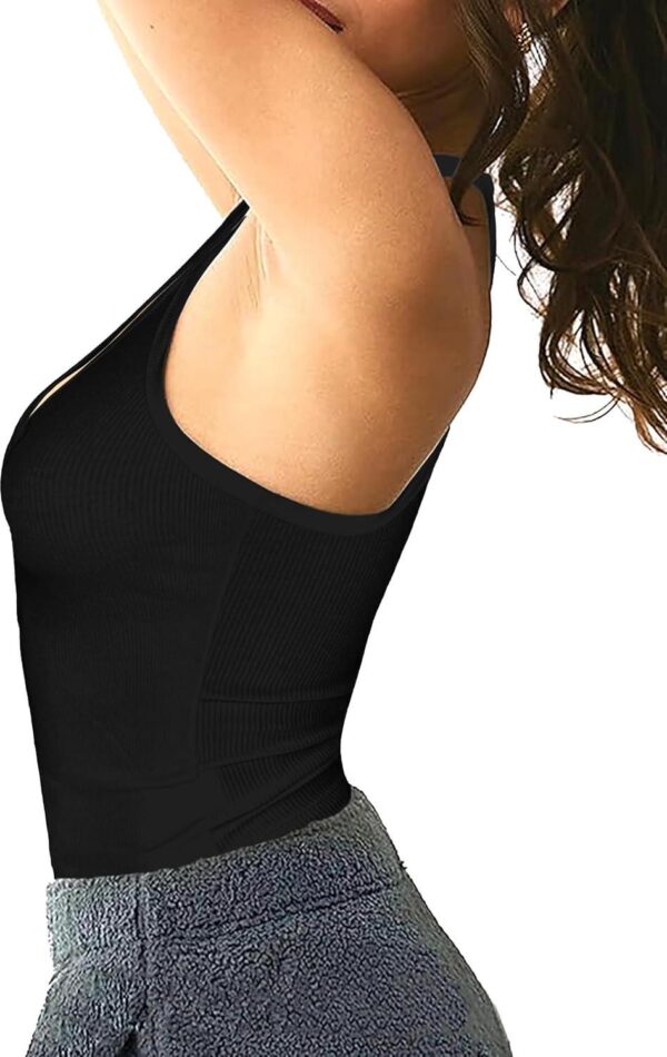 Jar of Love Workout Tank Tops V Neck Racerback Tank Top for Women with Built in Bra Ribbed Tank Fitted Basic Cami Tops - Image 5