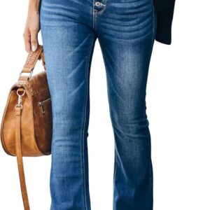 KUNMI Women's Flare Bell Bottom Jeans High Waisted Wide Leg Bootcut Jeans Stretchy Denim Pants