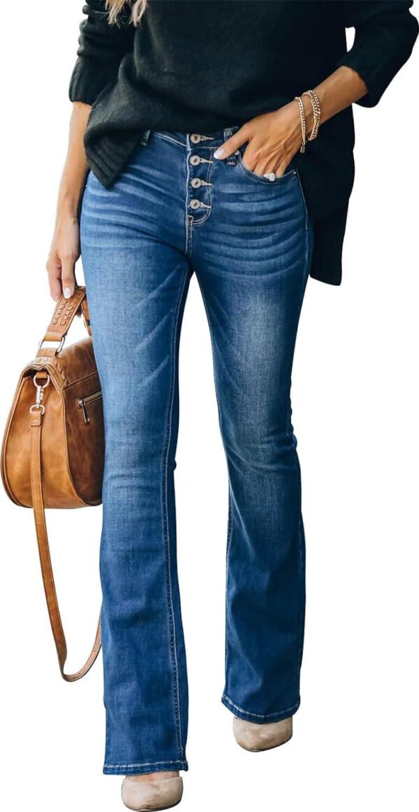 KUNMI Women's Flare Bell Bottom Jeans High Waisted Wide Leg Bootcut Jeans Stretchy Denim Pants