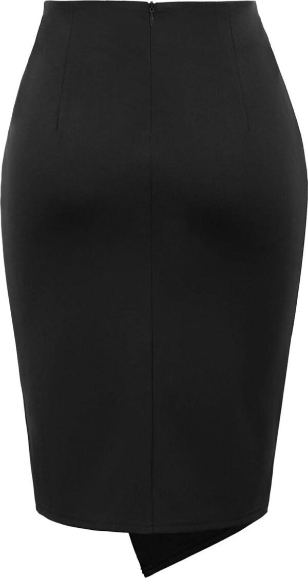 Kate Kasin Wear to Work Pencil Skirts for Women Elastic High Waist Wrap Front Knee Length Bodycon Skirt Tummy Control - Image 2