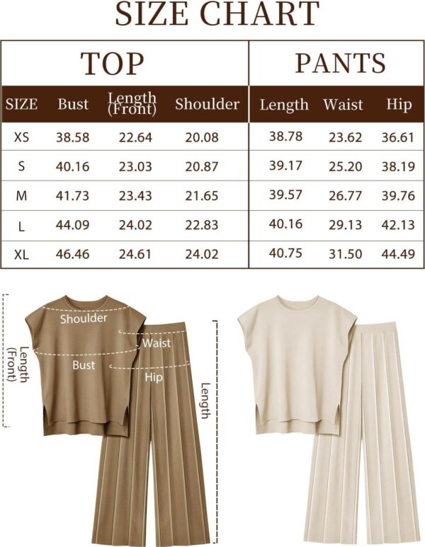 LILLUSORY 2 Piece Outfits for Women Casual Dressy Knit Lounge Sets Cap Sleeve High Low Top and Elastic Waisted Pleated Pants - Image 6