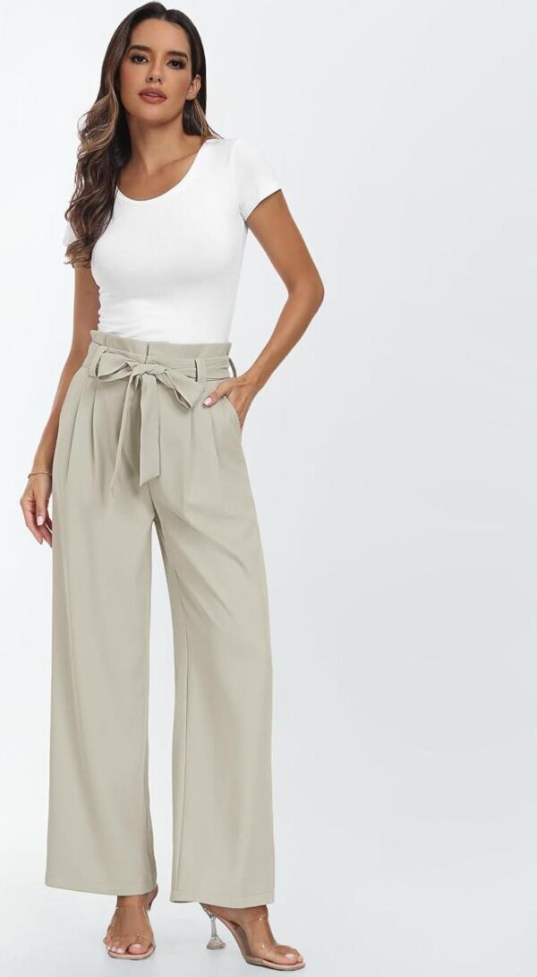LILLUSORY Wide Leg Dress Pants Women's Paperbag High Waisted Business Casual Trousers with Removable Belt - Image 2