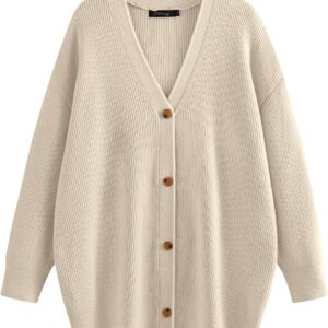 LILLUSORY Women's Cardigan 2023 Open Front Oversized Button Lightweight Sweaters V Neck Loose Cardigans Knit Outwear