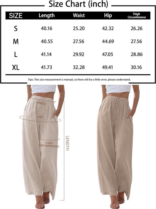 LILLUSORY Women's Linen Summer Palazzo Pants Flowy Wide Leg Beach Pants with Pockets - Image 6