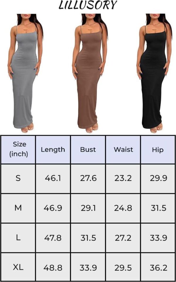 LILLUSORY Womens Summer Casual Slip Dresses Spaghetti Strap Bodycon Maxi Dress - Image 7