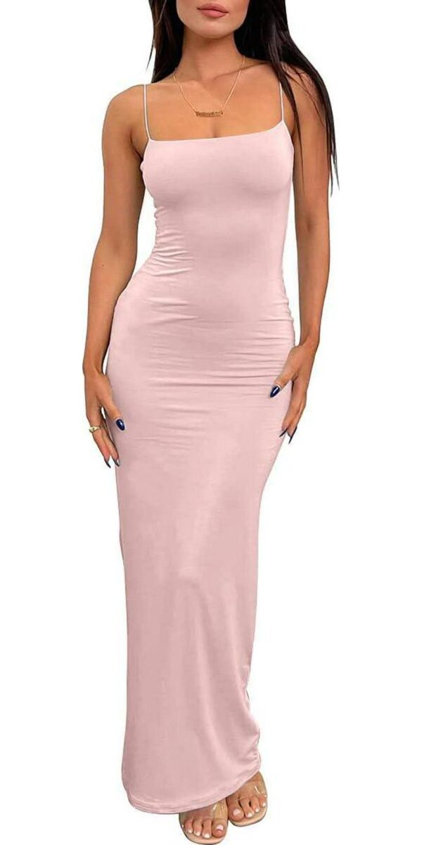 LILLUSORY Womens Summer Casual Slip Dresses Spaghetti Strap Bodycon Maxi Dress