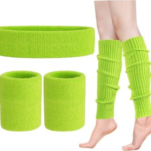 Leg Warmers for Women 80s Headband Wristbands Neon Leg Warmers Set for Sport Yoga - 80s Workout Clothes 90s Outfit for Women