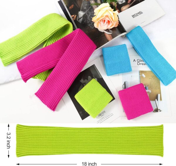 Leg Warmers for Women 80s Headband Wristbands Neon Leg Warmers Set for Sport Yoga - 80s Workout Clothes 90s Outfit for Women - Image 4