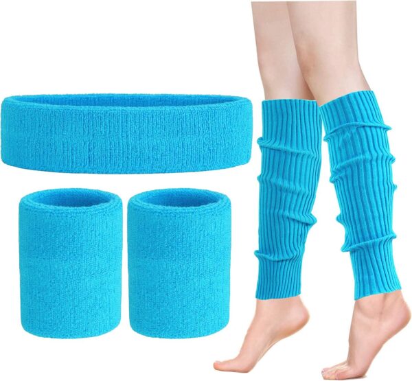 Leg Warmers for Women 80s Headband Wristbands Neon Leg Warmers Set for Sport Yoga - 80s Workout Clothes 90s Outfit for Women