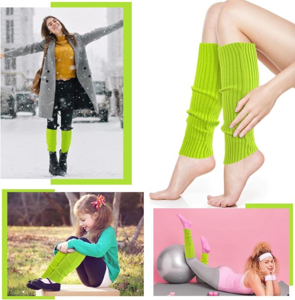 Leg Warmers for Women 80s Headband Wristbands Neon Leg Warmers Set for Sport Yoga - 80s Workout Clothes 90s Outfit for Women - Image 7