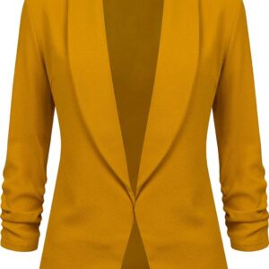 Lock and Love Women 3/4 Sleeve Blazer Open Front Cardigan Jacket Work Office Blazer