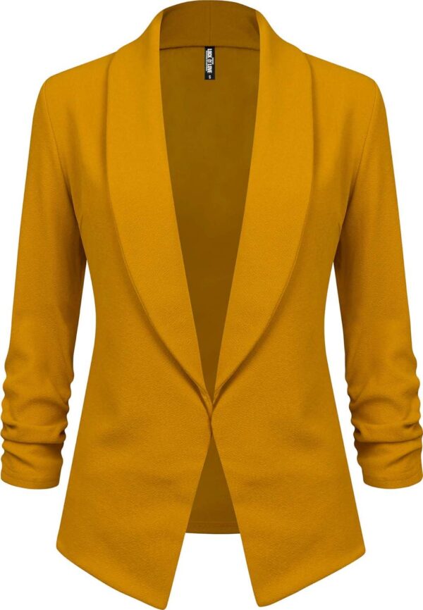 Lock and Love Women 3/4 Sleeve Blazer Open Front Cardigan Jacket Work Office Blazer