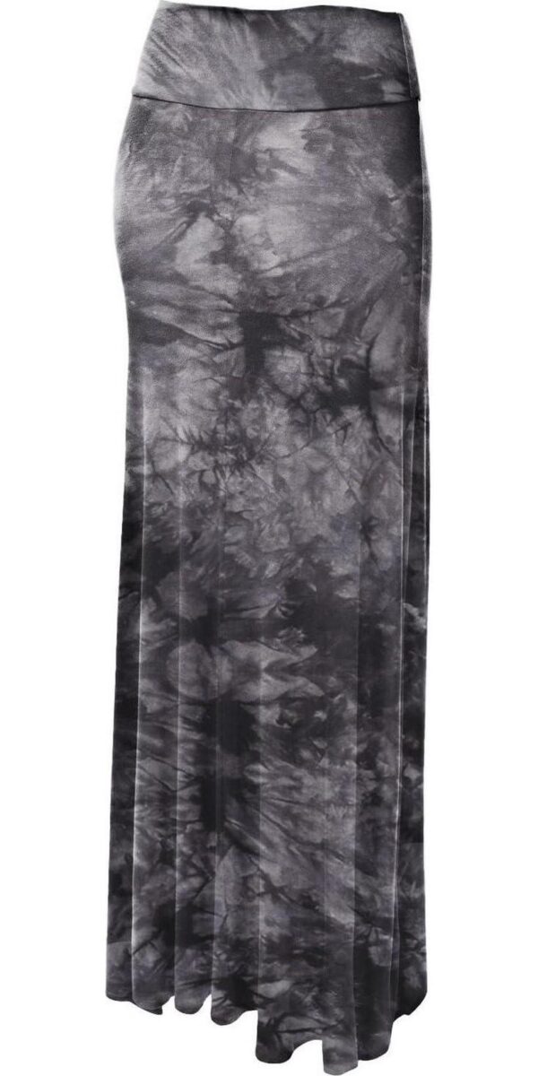 Lock and Love Women's Basic Solid Tie Dye Foldable High Waist Floor Length Maxi Skirt S-3XL Plus Size - Image 2