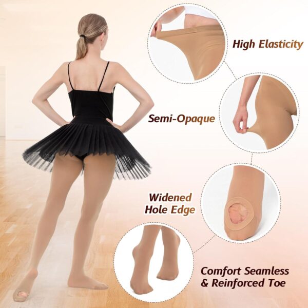 MANZI Women's Dance Tights Pink Convertible Ballet Stockings Ultra Soft Transition Leggings for Adults Girls - Image 3